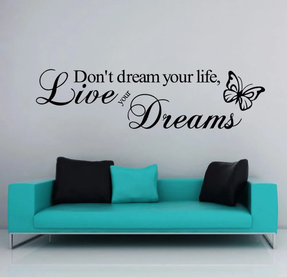 Don't Dream Your Life Art Vinyl Quote Wall Sticker Wall Decals Home Decor Live Your Dreams