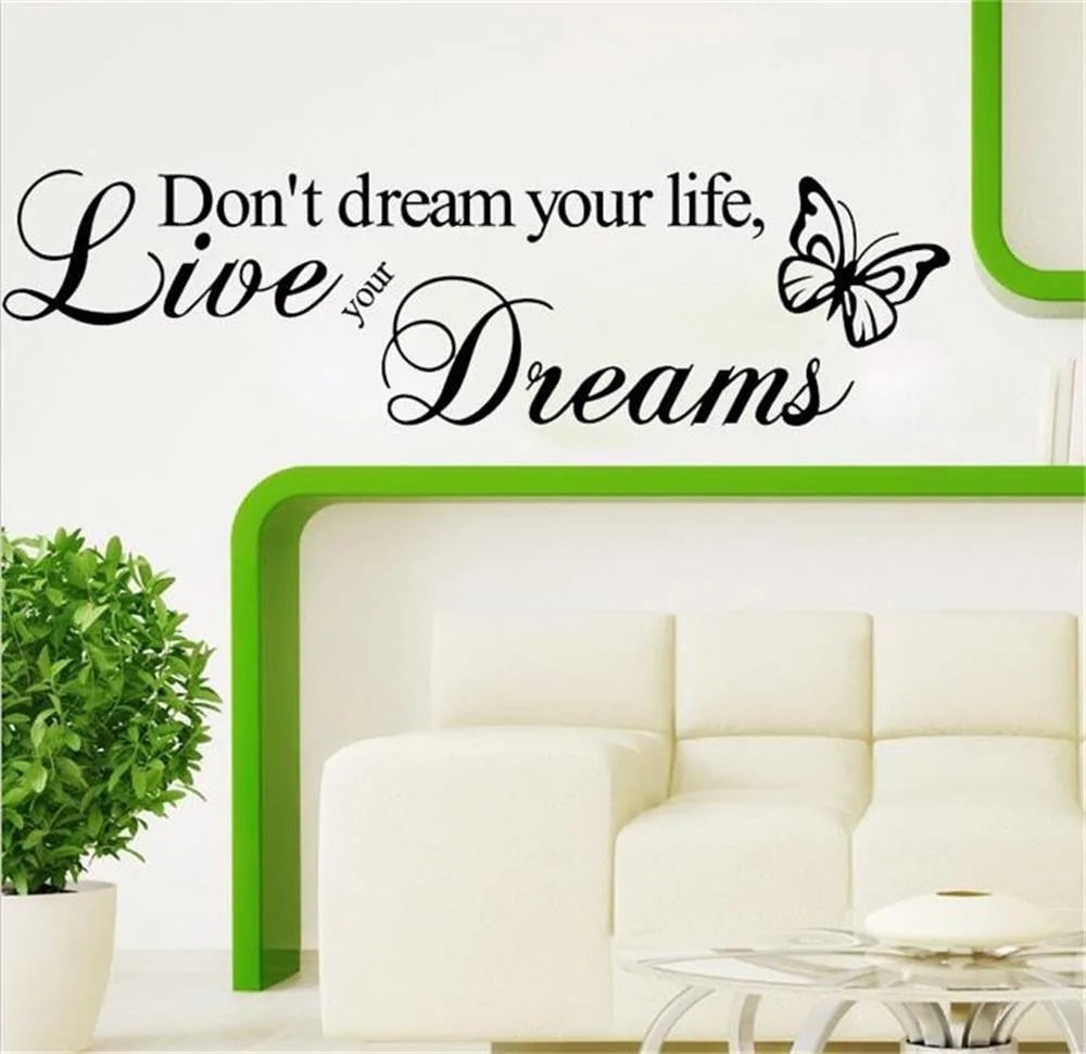 Don't Dream Your Life Art Vinyl Quote Wall Sticker Wall Decals Home Decor Live Your Dreams