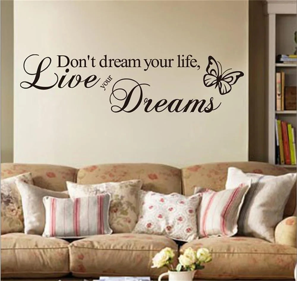 Don't Dream Your Life Art Vinyl Quote Wall Sticker Wall Decals Home Decor Live Your Dreams